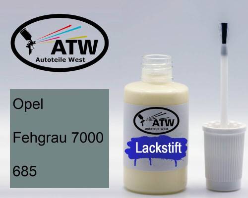 Opel, Fehgrau 7000, 685: 20ml Lackstift, von ATW Autoteile West.